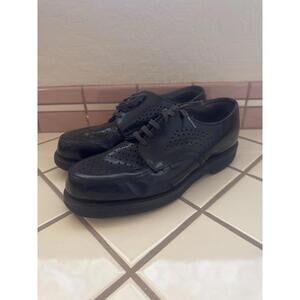 Hanover Men's Dress Shoes 8.5 Black Leather Oxford Perforated Vintage USA‎ Made